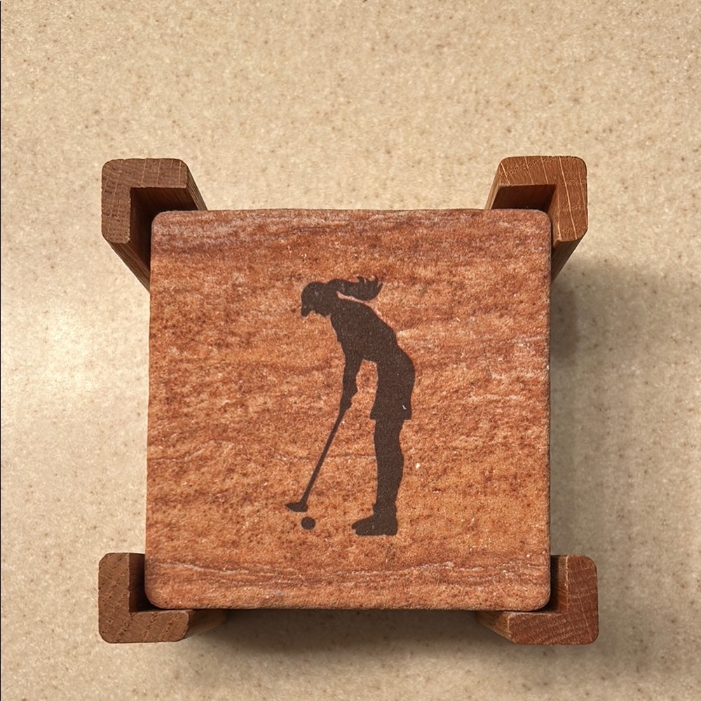 Golf Silhouette Stone Coasters
